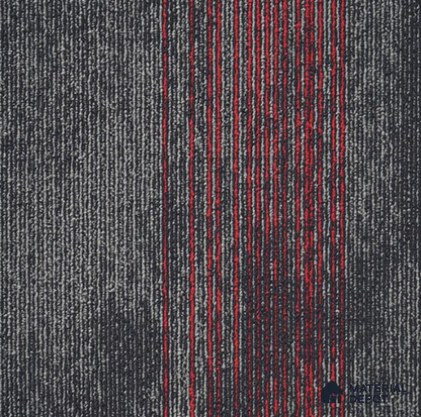 0189 - Black/Red 500x500 mm 100% PP/Eco Back Carpet Tile - 5 mm