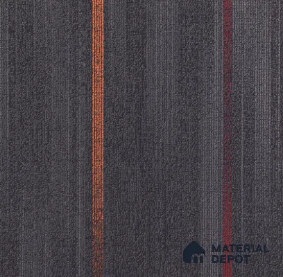 10 - Cloudy Grey Highlightstrips-Orange/Red 500x500 mm 100% PP/ Eco Back Carpet Tile - 5 mm