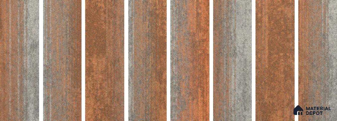 #102 - Rust Orange 1000x250 mm 100 % PP/ Eco Back Carpet Tile - 5 mm