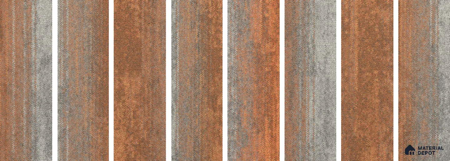 #102 - Rust Orange 1000x250 mm 100 % PP/ Eco Back Carpet Tile - 5 mm