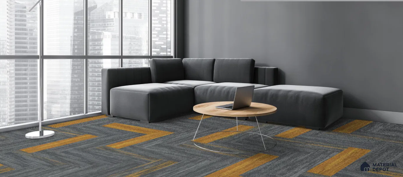 11 MustardYellow 1000x250 mm 100% Nylon/Eco Back Carpet Tile - 4 mm