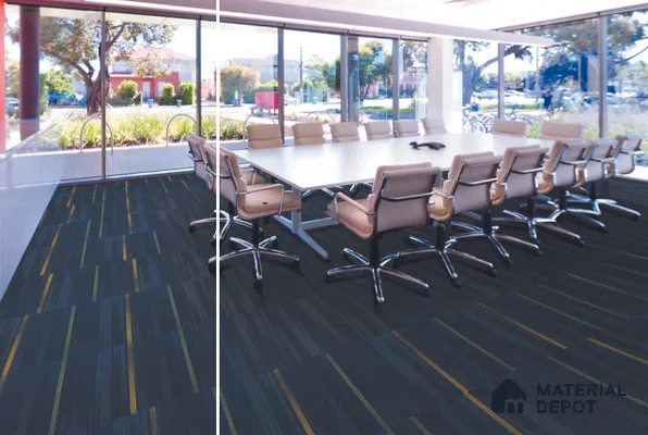 12 - OxfordBlue HighlightStrips-Yellow/Green 500x500 mm 100% PP/ Eco Back Carpet Tile - 5 mm