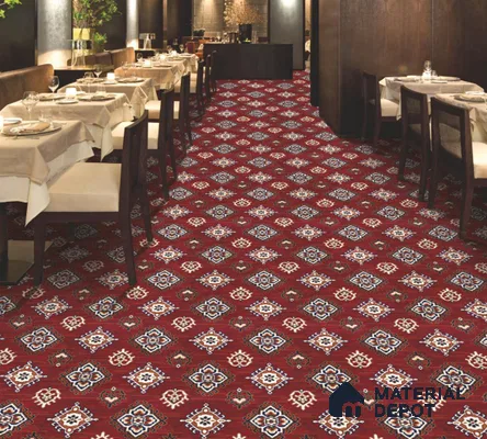 0089-Timeless Red Classic Wilton Series 25 Meter x 3.96 Meter Pattern 4 Carpet Tile - 12 mm