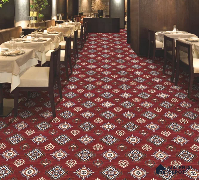 0089-Timeless Red Classic Wilton Series 25 Meter x 3.96 Meter Pattern 4 Carpet Tile - 12 mm