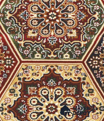 1328-Mandala Red Classic Wilton Series 25 Meter x 3.96 Meter Pattern 1 Carpet Tile - 12 mm