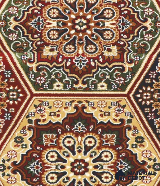 1328-Mandala Red Classic Wilton Series 25 Meter x 3.96 Meter Pattern 1 Carpet Tile - 12 mm