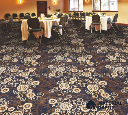 1334-Floral Blue Classic Wilton Series 25 Meter x 3.96 Meter Pattern 3 Carpet Tile - 12 mm