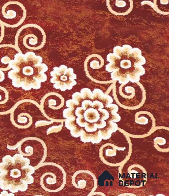 1334-Floral Red Classic Wilton Series 25 Meter x 3.96 Meter Pattern 2 Carpet Tile - 12 mm