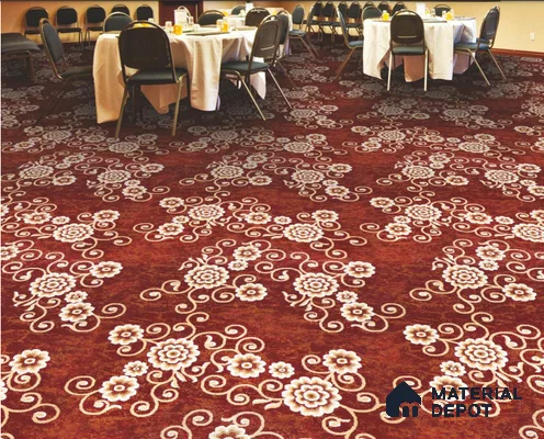 1334-Floral Red Classic Wilton Series 25 Meter x 3.96 Meter Pattern 2 Carpet Tile - 12 mm