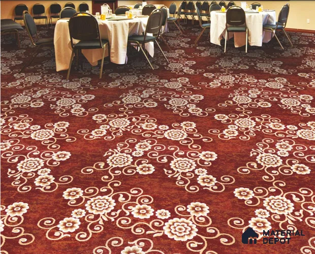 1334-Floral Red Classic Wilton Series 25 Meter x 3.96 Meter Pattern 2 Carpet Tile - 12 mm