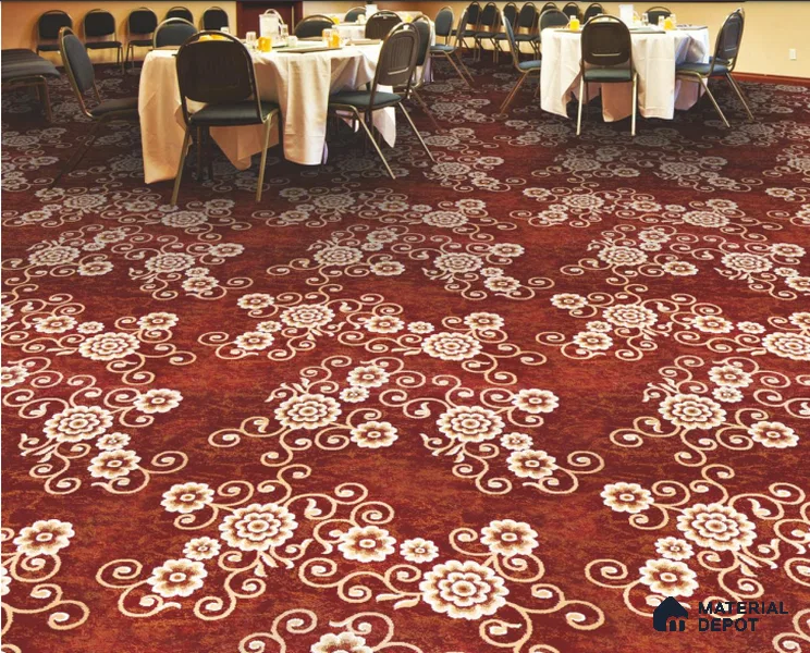 1334-Floral Red Classic Wilton Series 25 Meter x 3.96 Meter Pattern 2 Carpet Tile - 12 mm