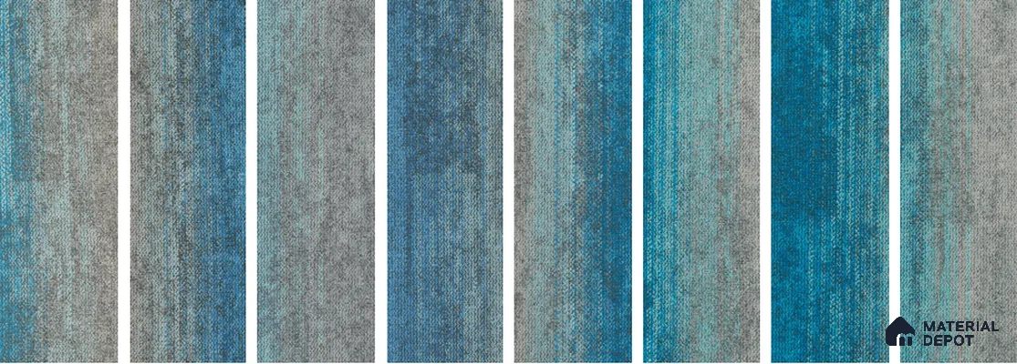#201 - Tiffany Blue 1000x250 mm 100 % PP/ Eco Back Carpet Tile - 5 mm