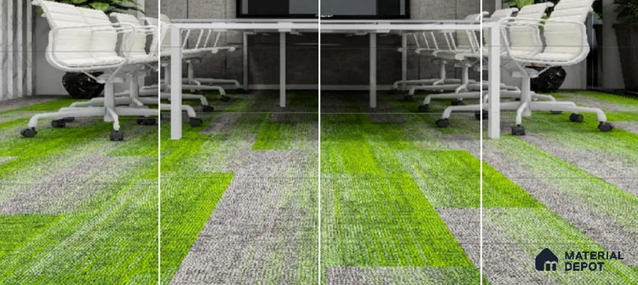 #203 - Kelly Green 1000x250 mm 100 % PP/ Eco Back Carpet Tile - 5 mm