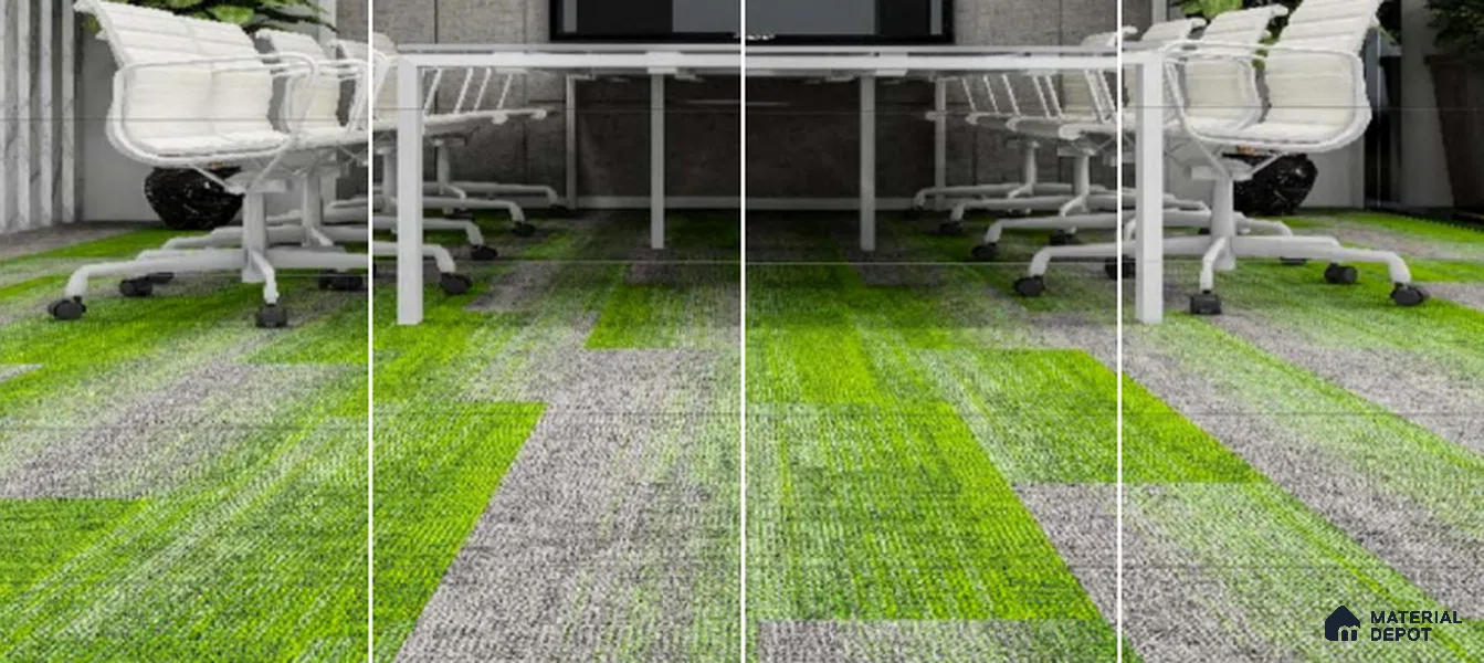 #203 - Kelly Green 1000x250 mm 100 % PP/ Eco Back Carpet Tile - 5 mm
