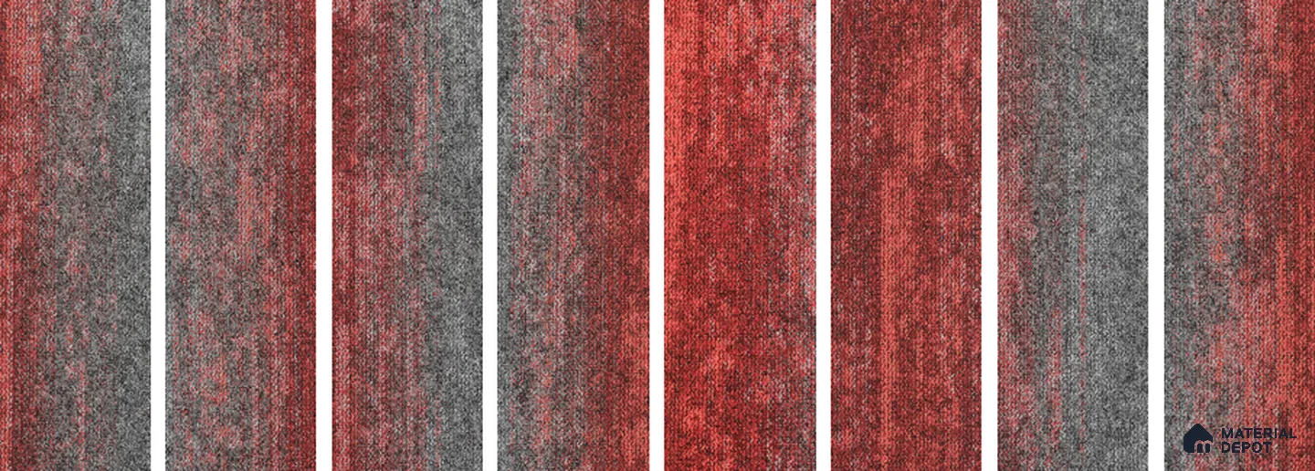#301 - Ruby Red 1000x250 mm 100 % PP/ Eco Back Carpet Tile - 5 mm