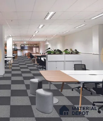 419-Dark Grey Delta Series 500x500 mm 100% PP BCF Loop Pile/PVC Back Carpet Tile - 4 mm