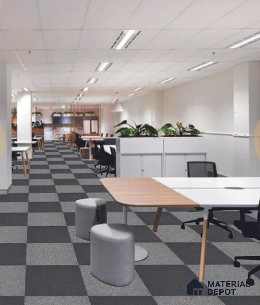 419-Dark Grey Delta Series 500x500 mm 100% PP BCF Loop Pile/PVC Back Carpet Tile - 4 mm