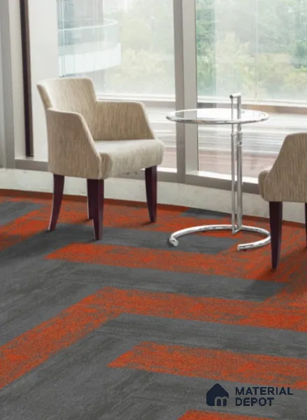 46-Flaming Red Skywalker Series 1000x250 mm 100 % PP/ Eco Back Carpet Tile - 5 mm