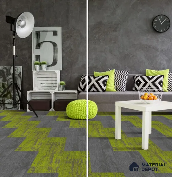 47-Kelly Green Skywalker Series 1000x250 mm 100 % PP/ Eco Back Carpet Tile - 5 mm
