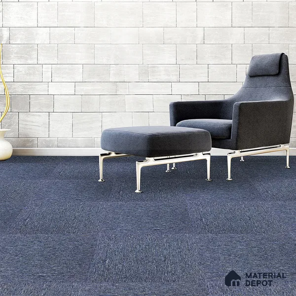 Blue Carpet Tile 50 x 50 cm | Strudon BCF Fibre Non Woven Lutrador Primary Backing - 7 mm | 10 Year Carpet Wear Warranty