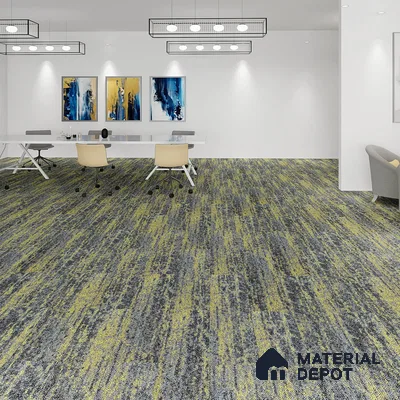 Yellow 100 x 25 cm PVC Back Carpet Tile - 6.5 mm | 10 Year Carpet Wear Warranty
