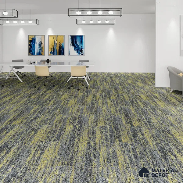 Yellow 100 x 25 cm PVC Back Carpet Tile - 6.5 mm | 10 Year Carpet Wear Warranty
