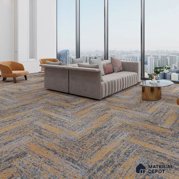 Orange 100 x 25 cm PVC Back Carpet Tile - 6.5 mm | 10 Year Carpet Wear Warranty