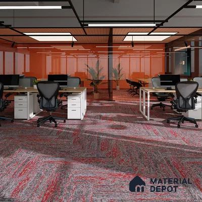 Red 100 x 25 cm PVC Back Carpet Tile - 6.5 mm | 10 Year Carpet Wear Warranty