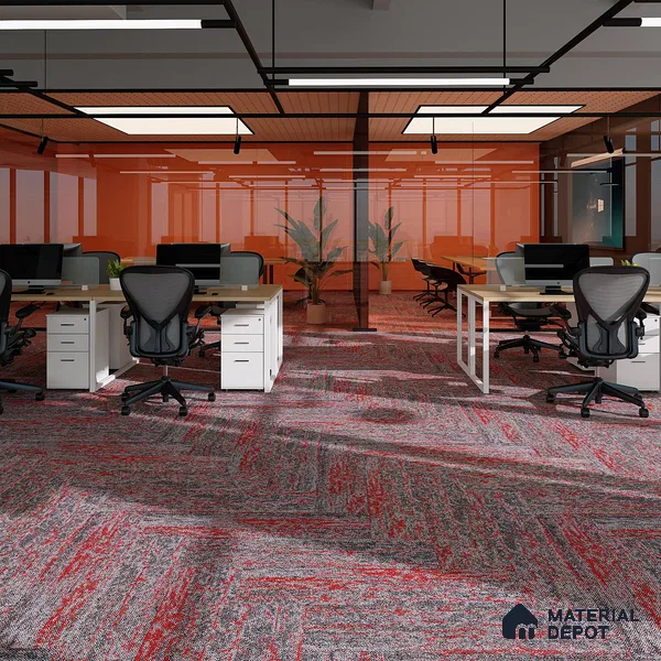 Red 100 x 25 cm PVC Back Carpet Tile - 6.5 mm | 10 Year Carpet Wear Warranty