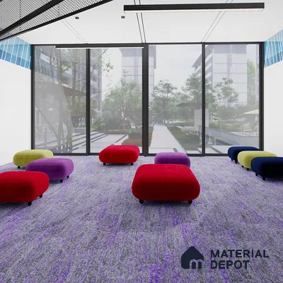 Purple 100 x 25 cm PVC Back Carpet Tile - 6.5 mm | 10 Year Carpet Wear Warranty