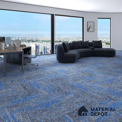 Blue 100 x 25 cm PVC Back Carpet Tile - 6.5 mm | 10 Year Carpet Wear Warranty