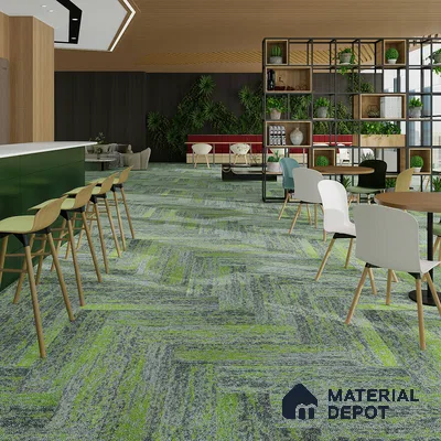 Green 100 x 25 cm PVC Back Carpet Tile - 6.5 mm | 10 Year Carpet Wear Warranty