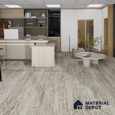 Beige 100 x 25 cm PVC Back Carpet Tile - 6.5 mm | 10 Year Carpet Wear Warranty