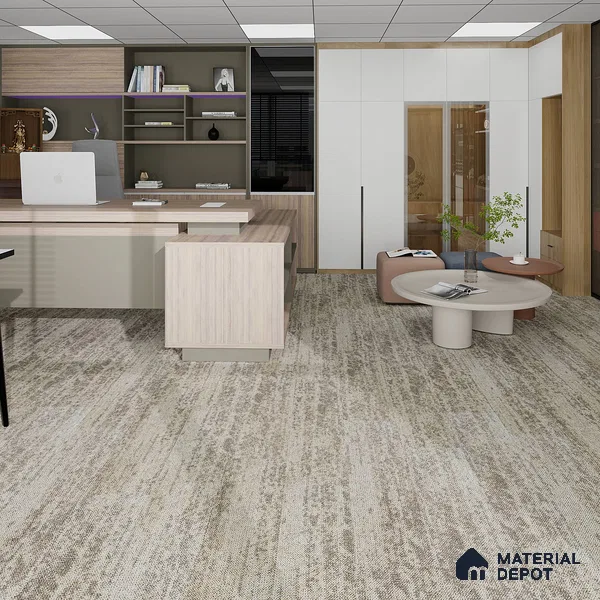Beige 100 x 25 cm PVC Back Carpet Tile - 6.5 mm | 10 Year Carpet Wear Warranty