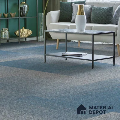 Blue Carpet Tile CF 00099 D 25 x 100 cm | PVC Backing 100% Solution Dyed Nylon - 7 mm | 10 Year Carpet Wear Warranty