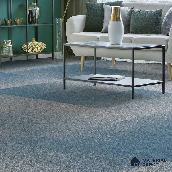 Blue Carpet Tile CF 00099 D 25 x 100 cm | PVC Backing 100% Solution Dyed Nylon - 7 mm | 10 Year Carpet Wear Warranty