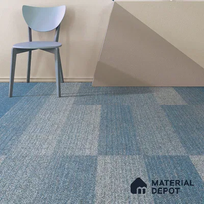Blue Carpet Tile CF 00099 D 25 x 100 cm | PVC Backing 100% Solution Dyed Nylon - 7 mm | 10 Year Carpet Wear Warranty