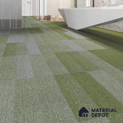 Green Carpet Tile CF 00099 E 25 x 100 cm | PVC Backing 100% Solution Dyed Nylon - 7 mm | 10 Year Carpet Wear Warranty