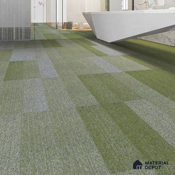 Green Carpet Tile CF 00099 E 25 x 100 cm | PVC Backing 100% Solution Dyed Nylon - 7 mm | 10 Year Carpet Wear Warranty