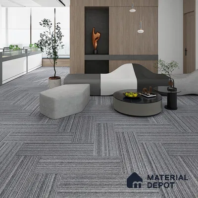 Grey Carpet Tile CF 00101  33.3 x 100 cm | PVC Glass Enforced Backing 100% Solution Dyed PP - 5 mm | 10 Year Carpet Wear Warranty