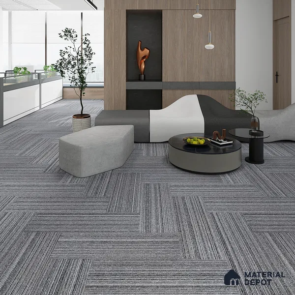 Grey Carpet Tile CF 00101  33.3 x 100 cm | PVC Glass Enforced Backing 100% Solution Dyed PP - 5 mm | 10 Year Carpet Wear Warranty