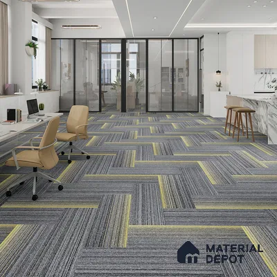 Grey/Yellow Carpet Tile CF 00101 B  33.3 x 100 cm | PVC Glass Enforced Backing 100% Solution Dyed PP - 5 mm | 10 Year Carpet Wear Warranty