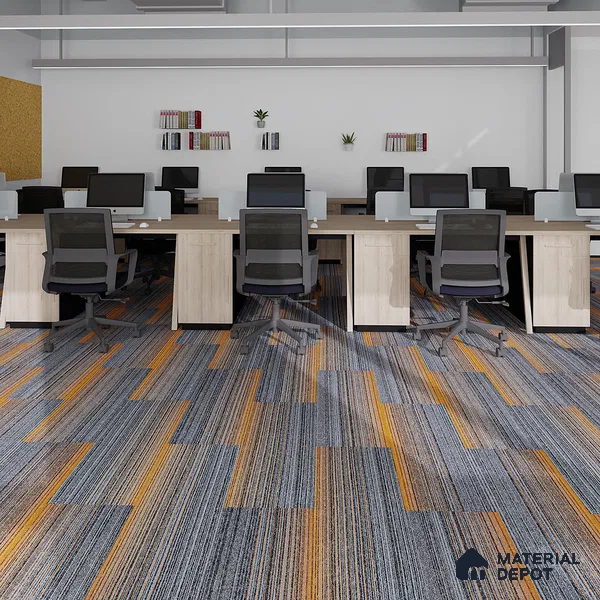 Grey/Orange Carpet Tile CF 00101 C  33.3 x 100 cm | PVC Glass Enforced Backing 100% Solution Dyed PP - 5 mm | 10 Year Carpet Wear Warranty