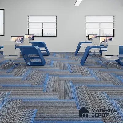 Grey/Blue Carpet Tile CF 00101 D  33.3 x 100 cm | PVC Glass Enforced Backing 100% Solution Dyed PP - 5 mm | 10 Year Carpet Wear Warranty