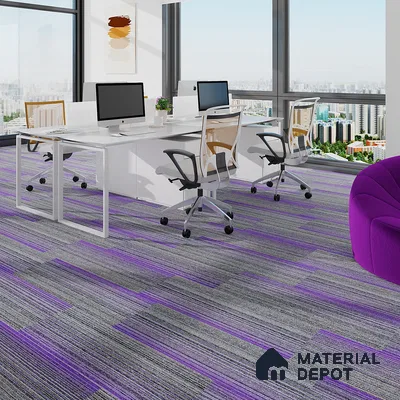 Grey/Purple Carpet Tile CF 00101 F  33.3 x 100 cm | PVC Glass Enforced Backing 100% Solution Dyed PP - 5 mm | 10 Year Carpet Wear Warranty