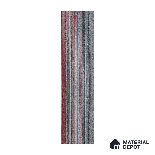 Grey/Red Carpet Tile CF 00101 G  33.3 x 100 cm | PVC Glass Enforced Backing 100% Solution Dyed PP - 5 mm | 10 Year Carpet Wear Warranty