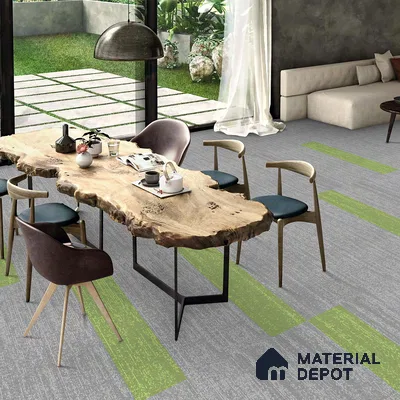 Green Accent Carpet Tile CF 00103 F 25 x 100 cm | PVC (Glass Enforced) Backing 100% Solution Dyed Nylon - 7 mm | 10 Year Carpet Wear Warranty