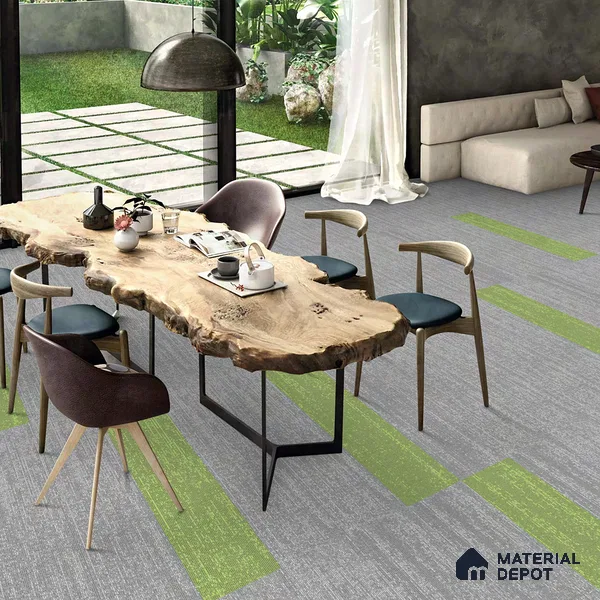 Green Accent Carpet Tile CF 00103 F 25 x 100 cm | PVC (Glass Enforced) Backing 100% Solution Dyed Nylon - 7 mm | 10 Year Carpet Wear Warranty