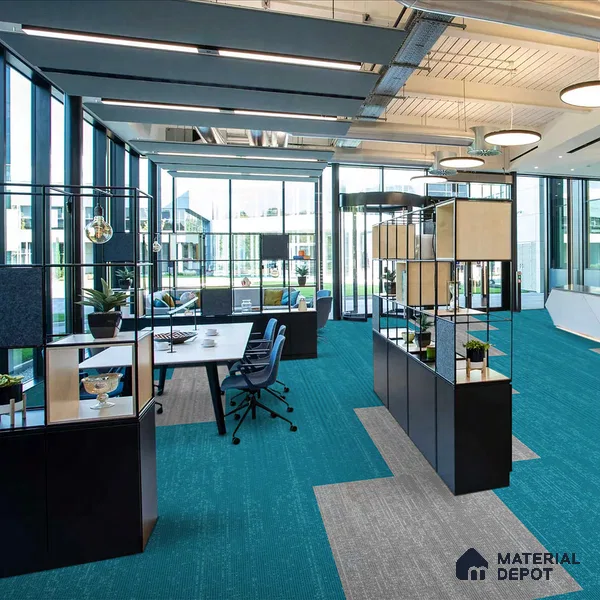 Teal Accent Carpet Tile CF 00103 G 25 x 100 cm | PVC (Glass Enforced) Backing 100% Solution Dyed Nylon - 7 mm | 10 Year Carpet Wear Warranty