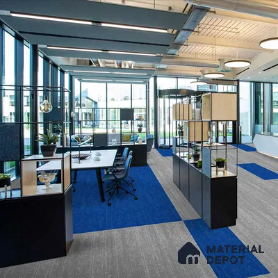 Blue Accent Carpet Tile CF 00103 H 25 x 100 cm | PVC (Glass Enforced) Backing 100% Solution Dyed Nylon - 7 mm | 10 Year Carpet Wear Warranty